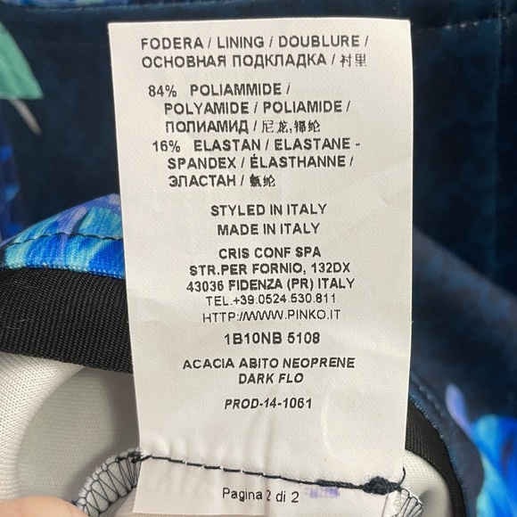 Pinko shoulder dress blue floral - Picture 10 of 10